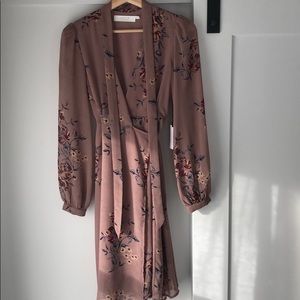 ASTR the label floral wrap dress with neck tie